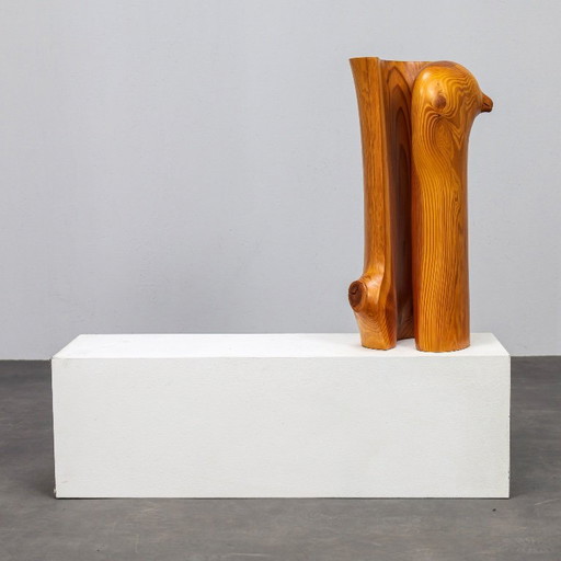 Pair of Pinewood Sculptures by Ineke van Zuuren, 1970s