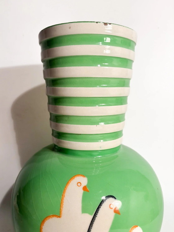 Vase sphérique en céramique verte Pucci Umbertide vintage des années 1940 avec bord évasé (photo 3 of 13)