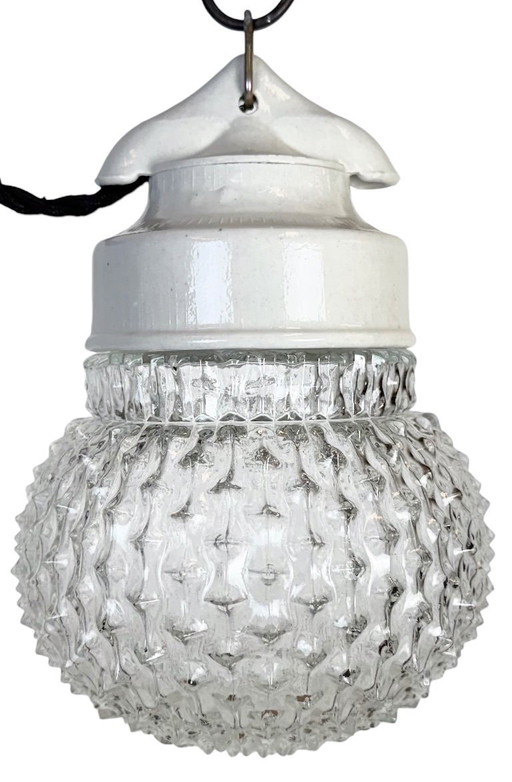 Vintage White Porcelain Pendant Light, 1970s