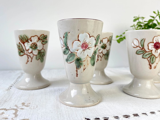 5 Vintage Stoneware Mazagrans, Floral Pattern, Made in Korea, 1980 – Crockery (photo 5 of 10)