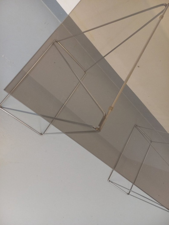 Image 1 of Vintage bureau uit de jaren 70 van gerookt glas en verchroomd metaal.