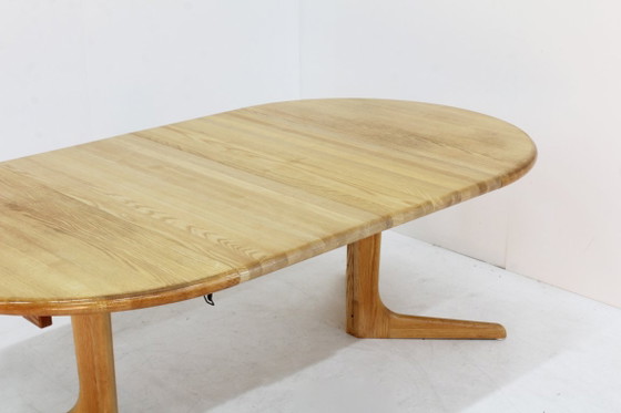 Vintage Danish round extendable dining table solid wood 60s (photo 6 of 7)