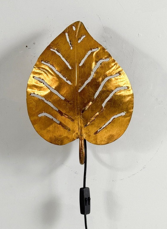 Image 1 of Lámpara de hoja/Monstera Lámpara de hoja al estilo de Maison Jansen, Francia, años 80