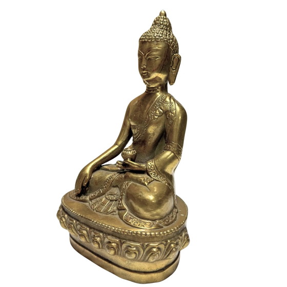 Estatua de Buda de Bronce Dorado – Bhumisparsha Mudra – Símbolo de Enraizamiento, Fuerza e Iluminación (photo 8 of 10)
