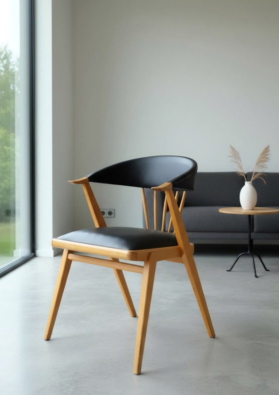 Mid-Century Casala 406 Armstoel Bertil Fridhagen – Fauteuils, Skai, Wood (photo 4 of 5)