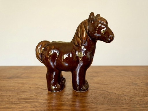 Figura de caballo de cerámica vintage de Jie Gantotta, Suecia.