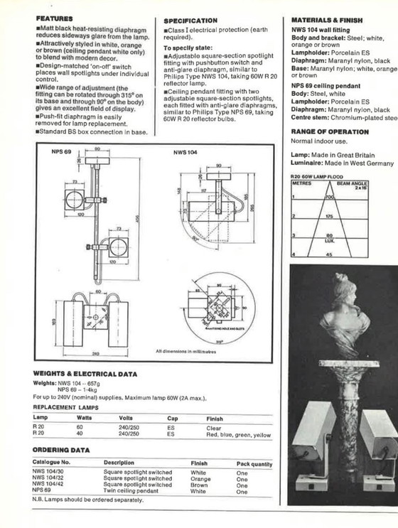 Image 1 of Philips NWS 104 – vintage cube wall spotlight (1970s)