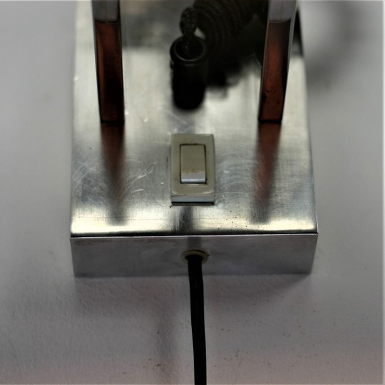 Image 1 of Zware Bauhaus stijl wandlamp in zwart en chroom, jaren 70/80
