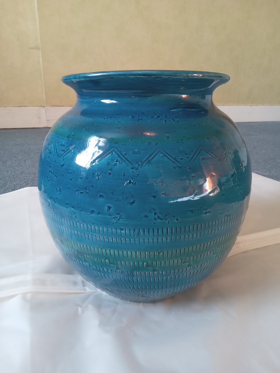 Image 1 of Italian vase by Aldo Londi for Bitossi - RIMINI BLUE SERIES