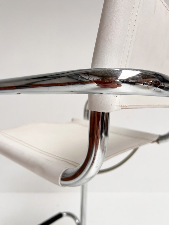 Image 1 of Ensemble de 2 tabourets de bar en cuir attribués à Mart Stam, années 1970