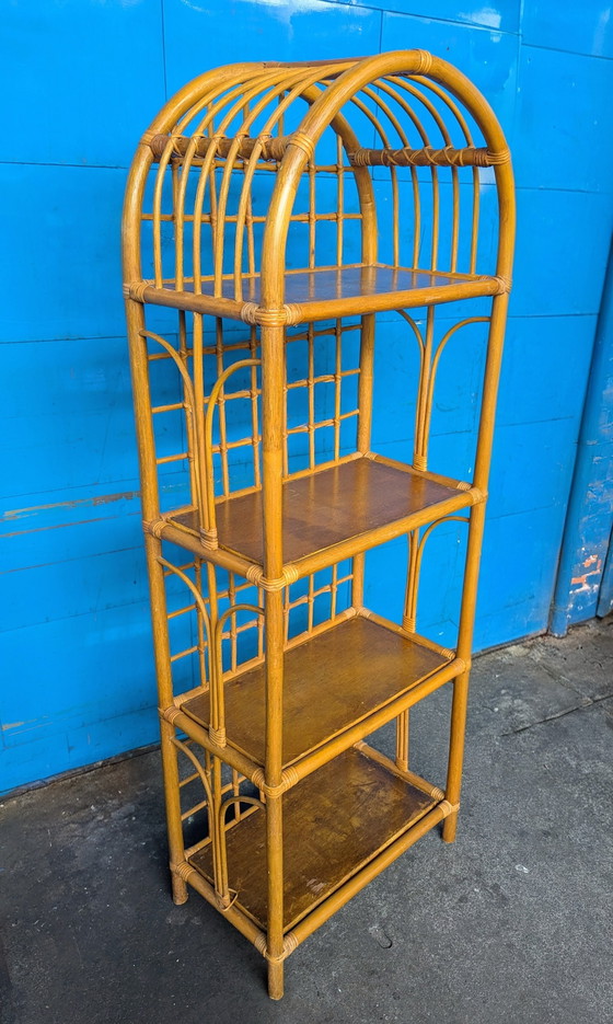 Image 1 of Libreria/mobiletto ad arco in rattan vintage anni '70