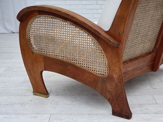 Image 1 of Anni '70, divano danese a 2 posti di Klaus Wettergren, tessuto di cotone, rete per mobili, legno di teak.