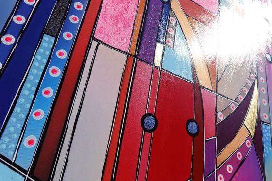 Image 1 of Kubisme A1362 - Abstract schilderij XXL