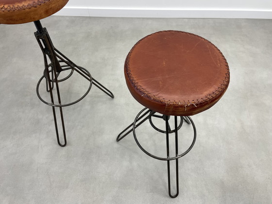 Image 1 of Set of 2 adjustable industrial stools