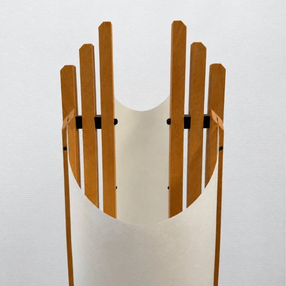 Vloerlamp ‘Manhattan’ -  Domus - hout,  jaren '70, Vloerlampen, Kunststof, Wit (foto 5 van 9)