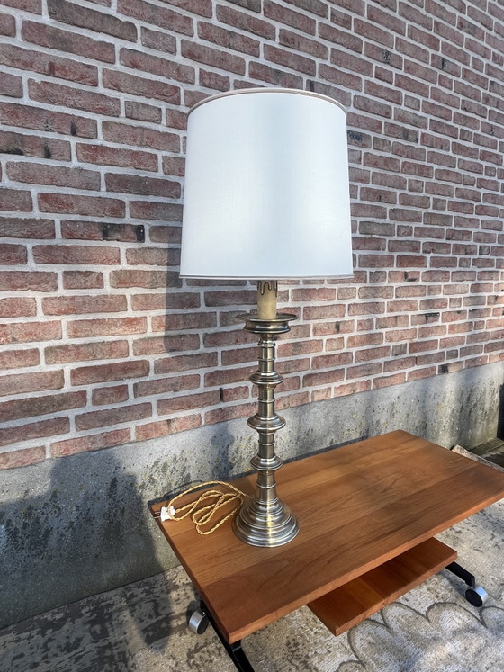 Grote Vintage Hollywood Regency Massief Messing Tafellamp – Tafellampen, Brass (photo 3 of 8)