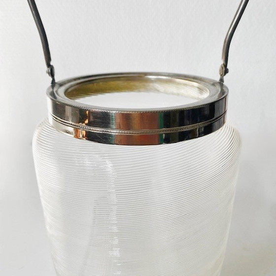 Image 1 of Seau à glace vintage Fries wire glass chrome 1960s