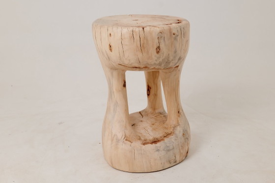 Image 1 of Sculptural Side Table, Stool, Solid Wood, Contemporary Design