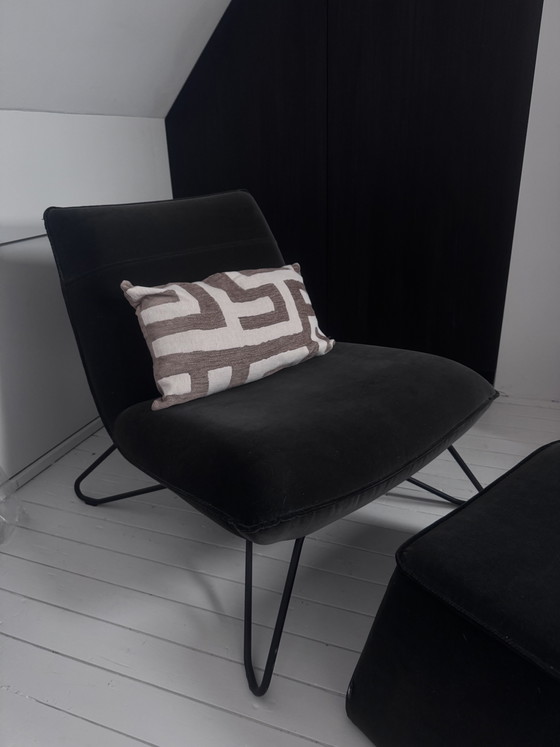Rolf Benz Armchair 394 Including Pouf – Velvet, rvs (photo 2 of 5)
