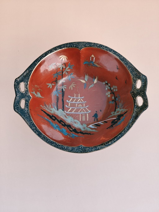 Plato pequeño antiguo de estilo chinoiserie – Erdmann Schlegelmilch (ca. 1910) – decoratieve objecten, Porcelain