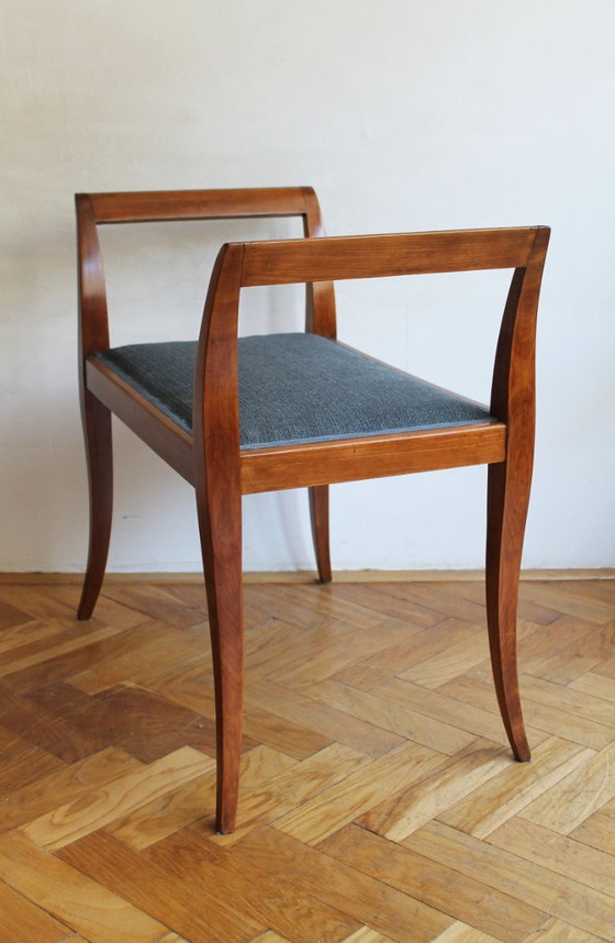 Image 1 of Tabouret sculptural Art Déco à accoudoirs incurvés, vers 1920