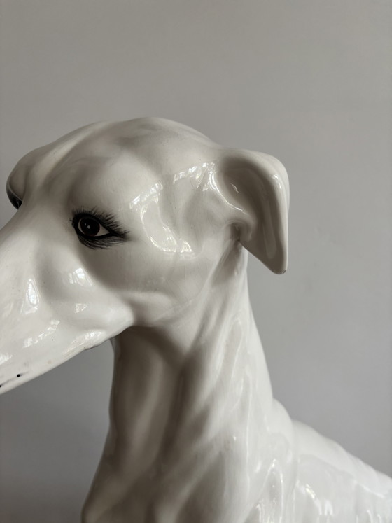 Image 1 of ELEGANT LIFE-SIZE ITALIAN CERAMIC GREYHOUND 74 CM