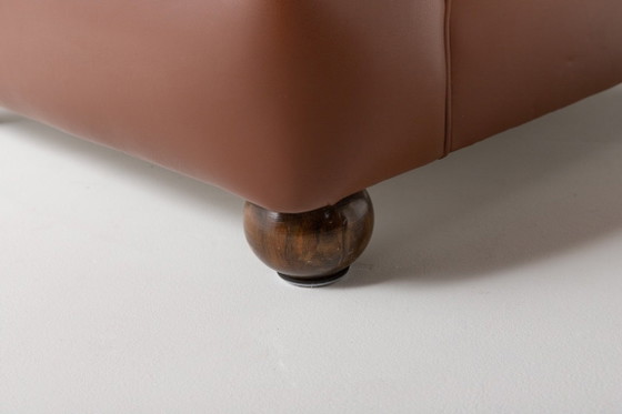Image 1 of Paire de fauteuils club en cuir marron des années 1970, Italie