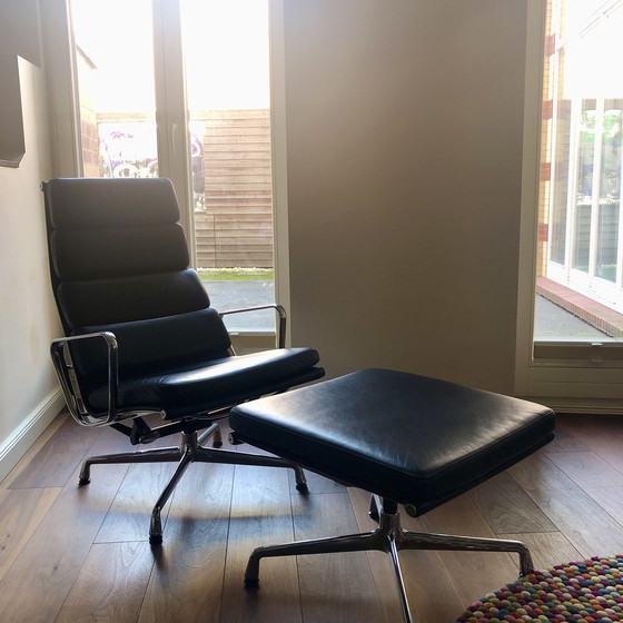 Image 1 of Vitra Eames Soft Pad Chair Lounge EA 222 & 223 chrome premium leather