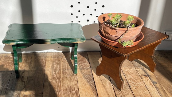 Image 1 of 2 mini Vintage WOODEN TABOURETS