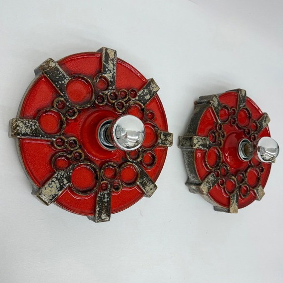 Image 1 of Pareja de apliques de cerámica Hustadt Leuchten , años 70