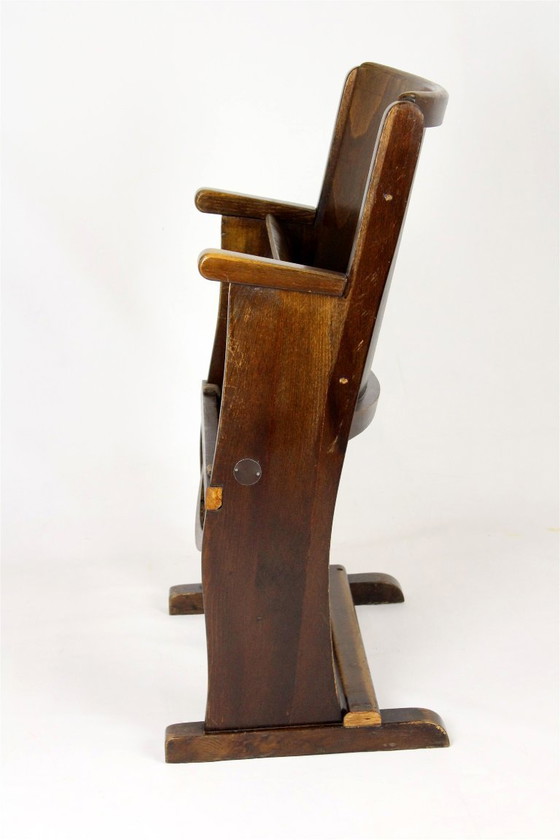 Image 1 of Fauteuil de cinéma vintage TON (Thonet), tchèque des années 1940, siège de théâtre en bois