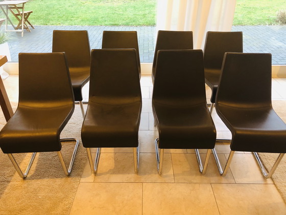 Image 1 of Bonaldo Skip Design Stühle - 8er Set - Italienisches Top Design in Leder und Chrom