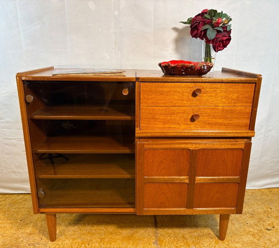 Image 1 of Mid Century Retro Teak Music Cabinet by Nathan (Circa 1960)  A fantastic and funky mid century modern teak music cabinet by Nath
