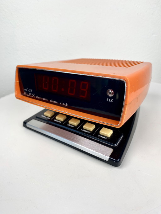 Vintage Space Age / Retro Alarm Clock by Alex (CEL-78) - Orange Retro Clocks & Home Decor Accents