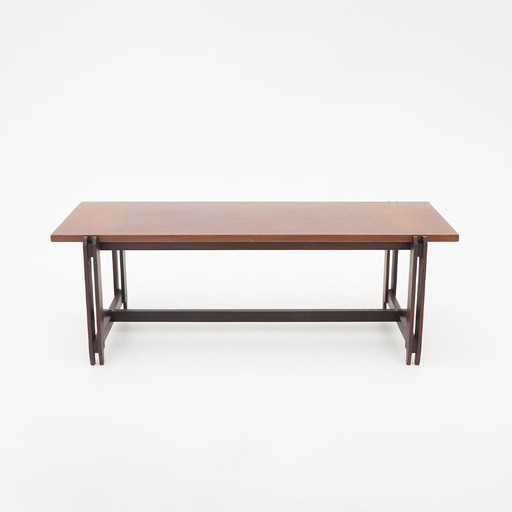 Rechthoekige teakhouten salontafel, jaren 60