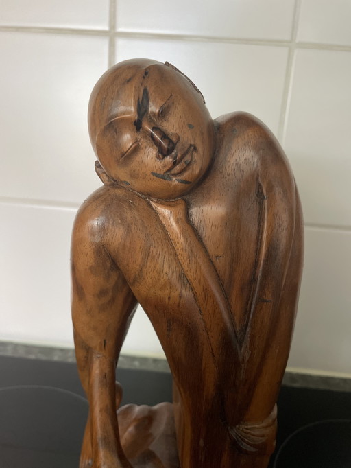 Wooden statue art deco
