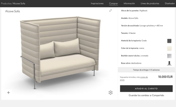 Vitra Alcove Highback Divano 2 posti – Bouroullec – Crema / Cromo – Divani 2 posti, Textile (photo 5 of 6)