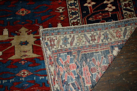 Image 1 of Handgemaakt antiek Kaukasisch Shirvan-tapijt 134 cm x 271 cm (4,4' x 8,9') jaren 1880 - 1B491
