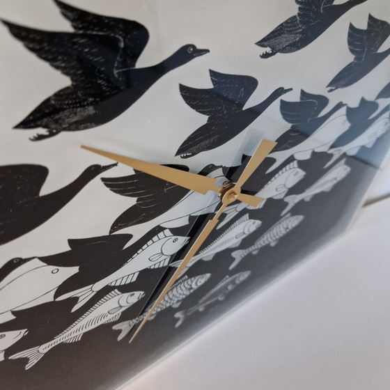 Image 1 of M.C. Escher wall clock air and water 1992/2000 design wall clock