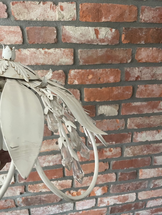 Image 1 of Plafondlamp met bloemenmotief en glazen ornamenten, jaren 50, Duitsland