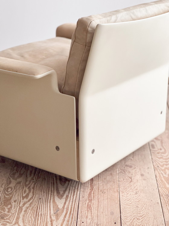 Image 1 of Sedia da salotto moderna di metà secolo in fibra di vetro e pelle scamosciata di Dieter Rams per Vitsoe, Germania, 1960