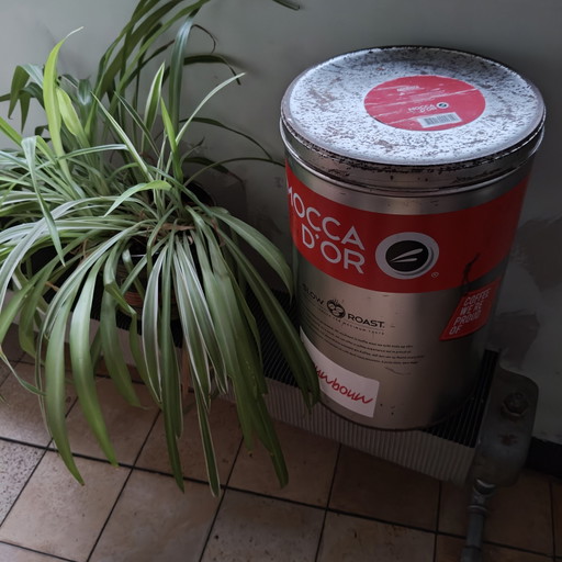 Vintage Mocca d’Or Coffee Tin – Large Industrial Metal Storage Can – Retro Café Style