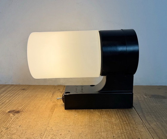Image 1 of Industrial Brown Bakelite Wall Light with Milk Glass, 1960s