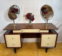 Mid-Century Retro Vintage Teak Dressing Table by G Plan – “White China” Librenza Range 1950  Golden Maker’s Mark • Italian Desig