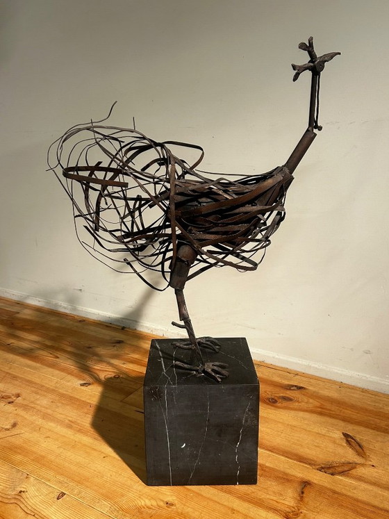 Skulptur aus Recyclingmaterial: Hahn – Bildhauerei, Metal, Stone (photo 7 of 20)
