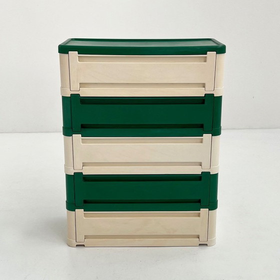 Image 1 of Cassettiera verde e bianca modello 4964 di Olaf Von Bohr per Kartell, anni &#39;70