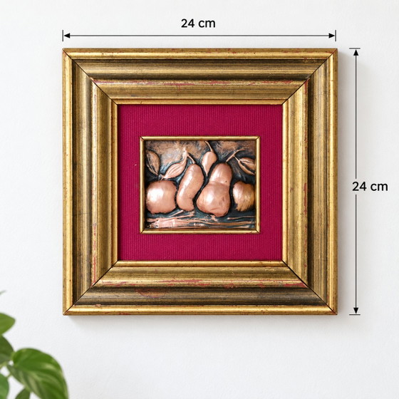 Splendido Quadro in Rame Sbalzato e Cornice Dorata – Stampe artistiche, Wood, Copper (photo 3 of 5)