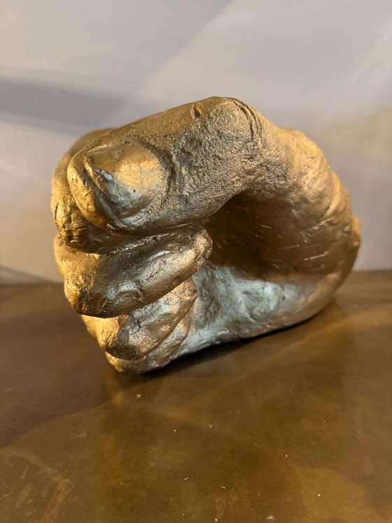 Image 1 of VINTAGE GRÓTE HANDGEMAAKTE HAND GOUD KUNSTACADEMIE 