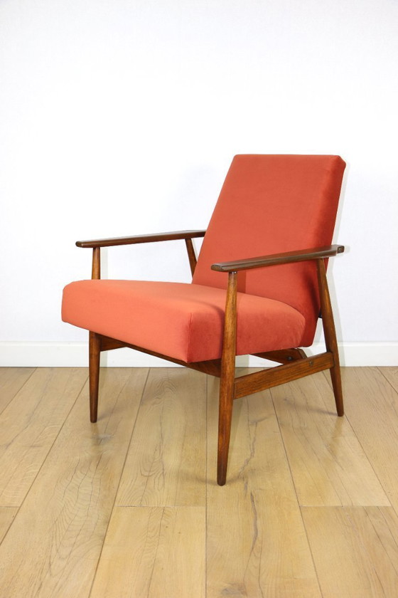 Image 1 of Sessel „Lis“, Entwurf aus den 1970er Jahren von Henryk Lis, orange-ziegelrot – 2 Stück verfügbar