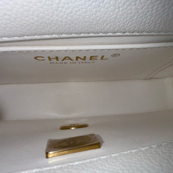 Image 1 of Chanel Flap Mini 21CM Sweetheart 23P - Caviar Quilted White Gold Hardware Microchip